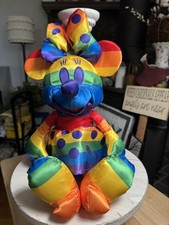 Disney Minnie Mouse Plush Rainbow Stuffed Animal Lovey Limited Edition 18  Pride