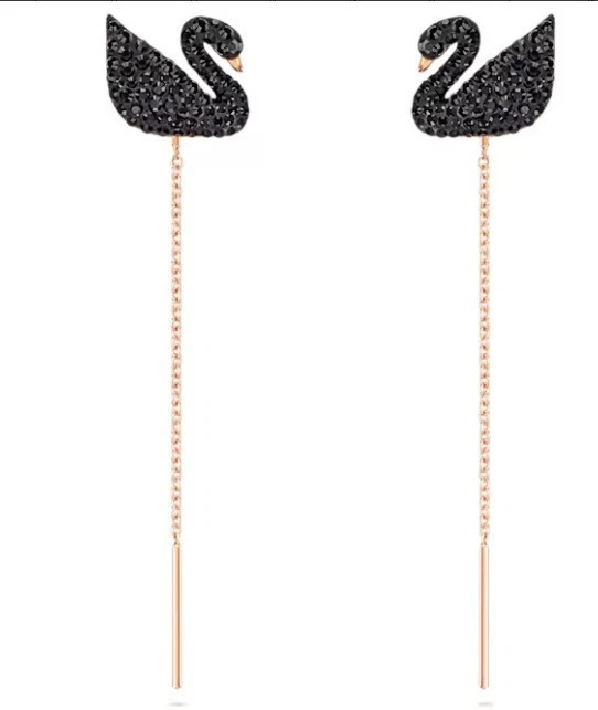 Brincos de cristal Swarovski cisne, design de borla de cisne degradê. - Imagem 3 de 3