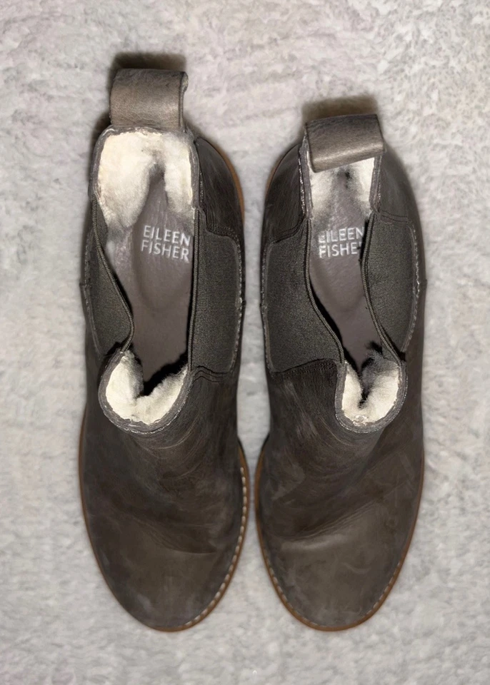 Botas al tobillo Eileen Fisher para mujer Floyd de cuero negro con cremallera talla 8,5 Foto 4 de 4