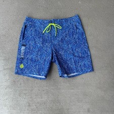 Stio CFS Board Shorts Men  s 35 Blue Abstract Print Swim Trunks Surf 18.5  