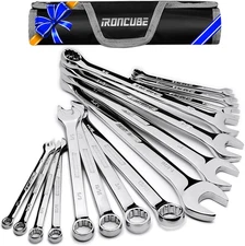 15-Piece Long SAE Combination Wrench Set with Carry Bag - CR-V Mirror Polished