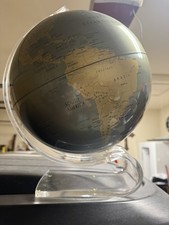 Rzadki vintage Replogle Diamond Marquise Globe ze stojakiem Lucite Połowa wieku Nowoczesny