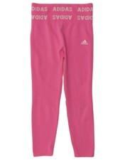ADIDAS Womens Graphic Leggings UK 12/14 Medium Pink Polyester FZ15