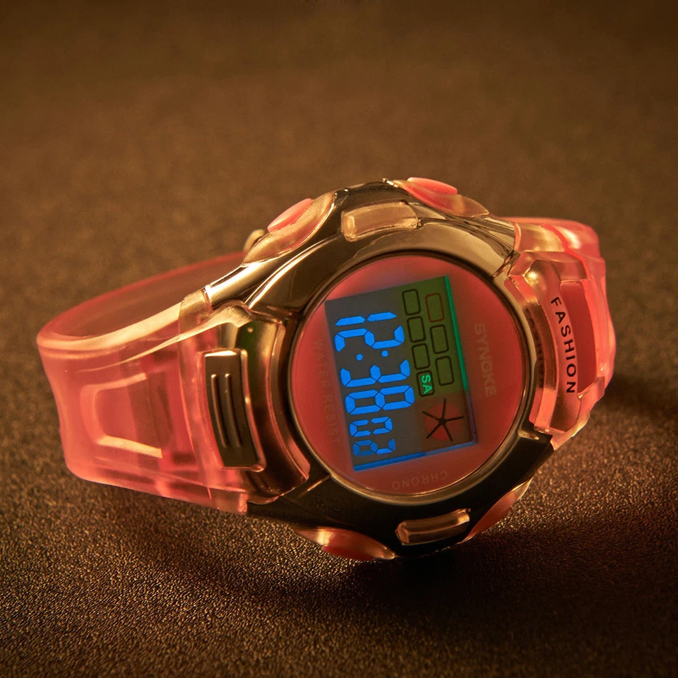 Relógios de pulso eletrônicos digitais à prova d'água masculinos meninas crianças LED esportes - Imagem 2 de 4