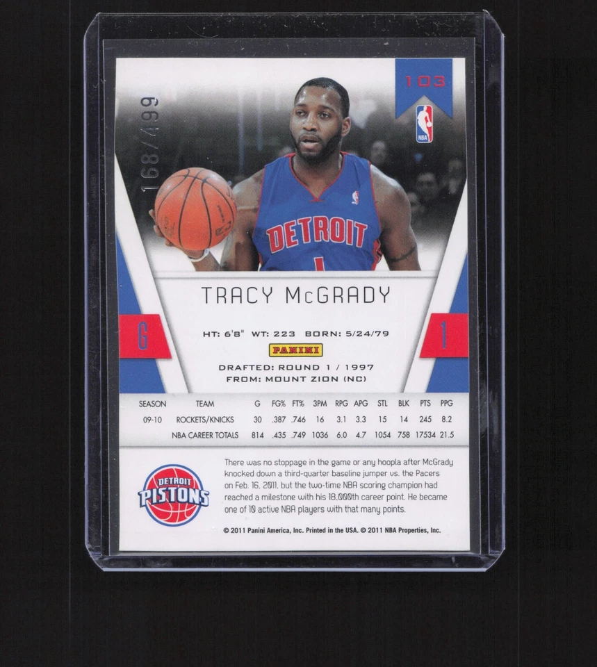 2010-11 Totally Certified Totally Red #103 Tracy McGrady /499 - Image 2 of 3
