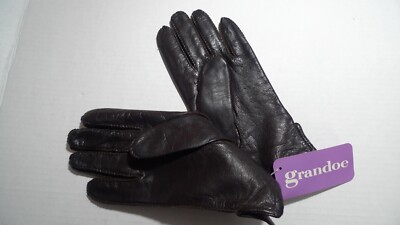 GRANDOE- LEATHER GLOVES - NEW WITH TAG - DARK BROWN - MEDIUM