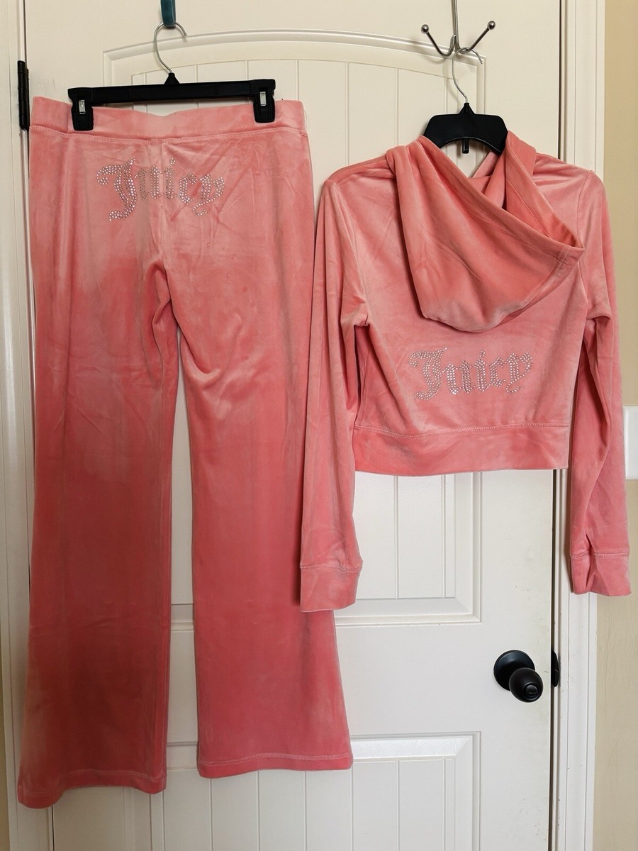 Size XL JUICY COUTURE Velour Tracksuit Bling Hoodie & Pants