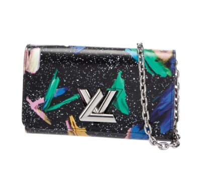 NEW 2019 Louis Vuitton M67695 Black Splash Twist CH WalletChainWOC