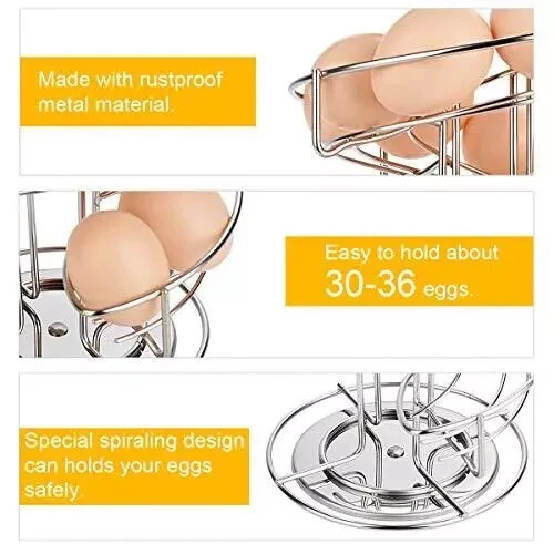 Spiral Design Stainless Steel Egg Skelter Dispenser Rackstorage Display Racksilv - Изображение 3 из 4