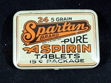 Vintage Spartan Brand 15 Cent 24 Aspirin Tin Southern Chemical Co Petersburg Va