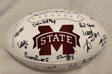 2022 MISSISSIPPI STATE BULLDOGS TEAM SIGNED LOGO FOOTBALL W/COA WILL ROGERS