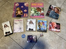 Lot of 11 Britney Spears Memorabilia  DVDs, Books, VHS, CD, Pins, Etc