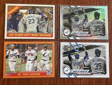 DODGERS Lot of (4) w/ 2021 Topps WAR LEADERS, Foil 70th Anniversary & Base LAD