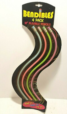 Bendibles 4 Pack 12'' Flexible Pencils BEND IT! TWIST IT! TIE IT! Fast Shipping