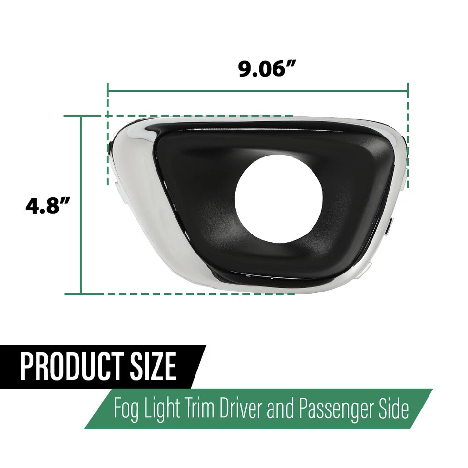 Fit For 2014-2017 Jeep Compass Front Bumper Fog Light Bezel Lamp Trim Left+Right - Image 3 of 4
