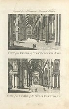 prints Westminster Abbey & St Paul Cathedral copper engraved 1775