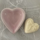 Vintage Ceramic Porcelain Heart Trinket Jewelry Soap Dish Pink Made In Italy C&E — photo 2