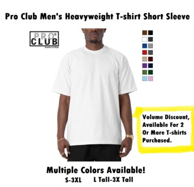 Pro Club Men's Heavyweight Short Sleeve Blank T-shirt