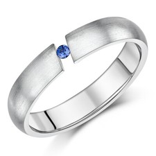 4.5mm Ladies Titanium Engagement Ring Tension Set Blue Sapphire Ring Unisex