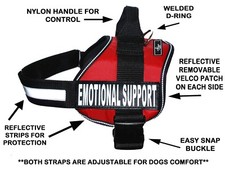 Doggie Stylz EMOTIONAL SUPPORT Dog Harness Vest Nylon 2 removable patches USA