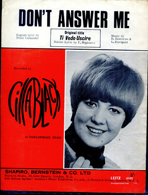 Cilla Black : Don't Answer Me : original UK 1960's Sheet Music
