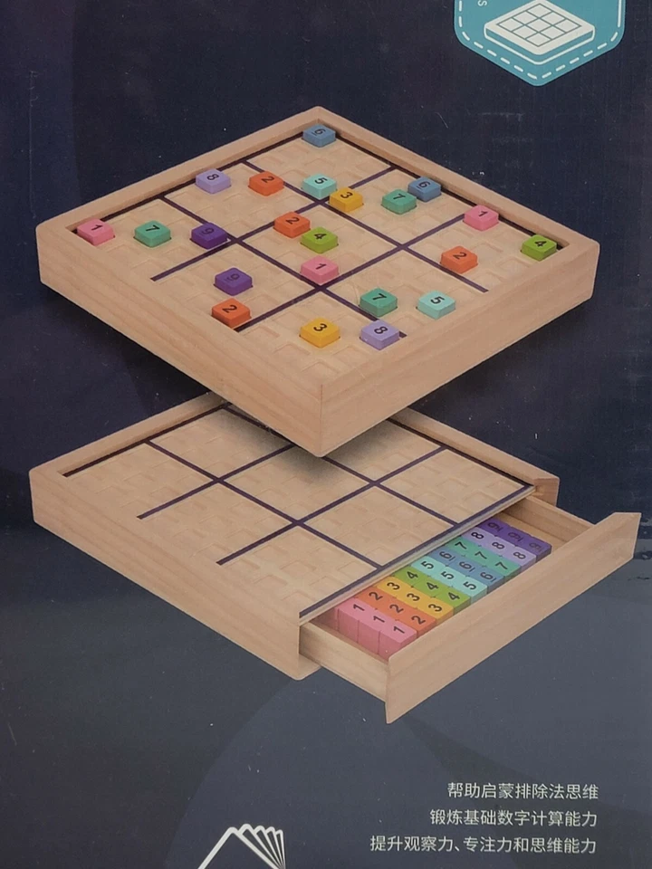 Learn Sodoku Colorful Wooden Game Board And Pieces Nine Palaces New Sealed - Image 2 of 3
