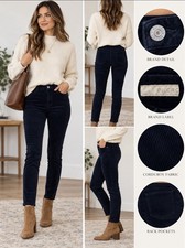 Pilcro Anthropologie Corduroy Pants 25 Navy Blue High Rise Skinny Preppy Fall