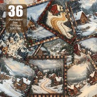 "Vintage Christmas Village 36 Scrapbooking Papiere Weihnachtsdorf 6\"X6\" 15X15 Cm"