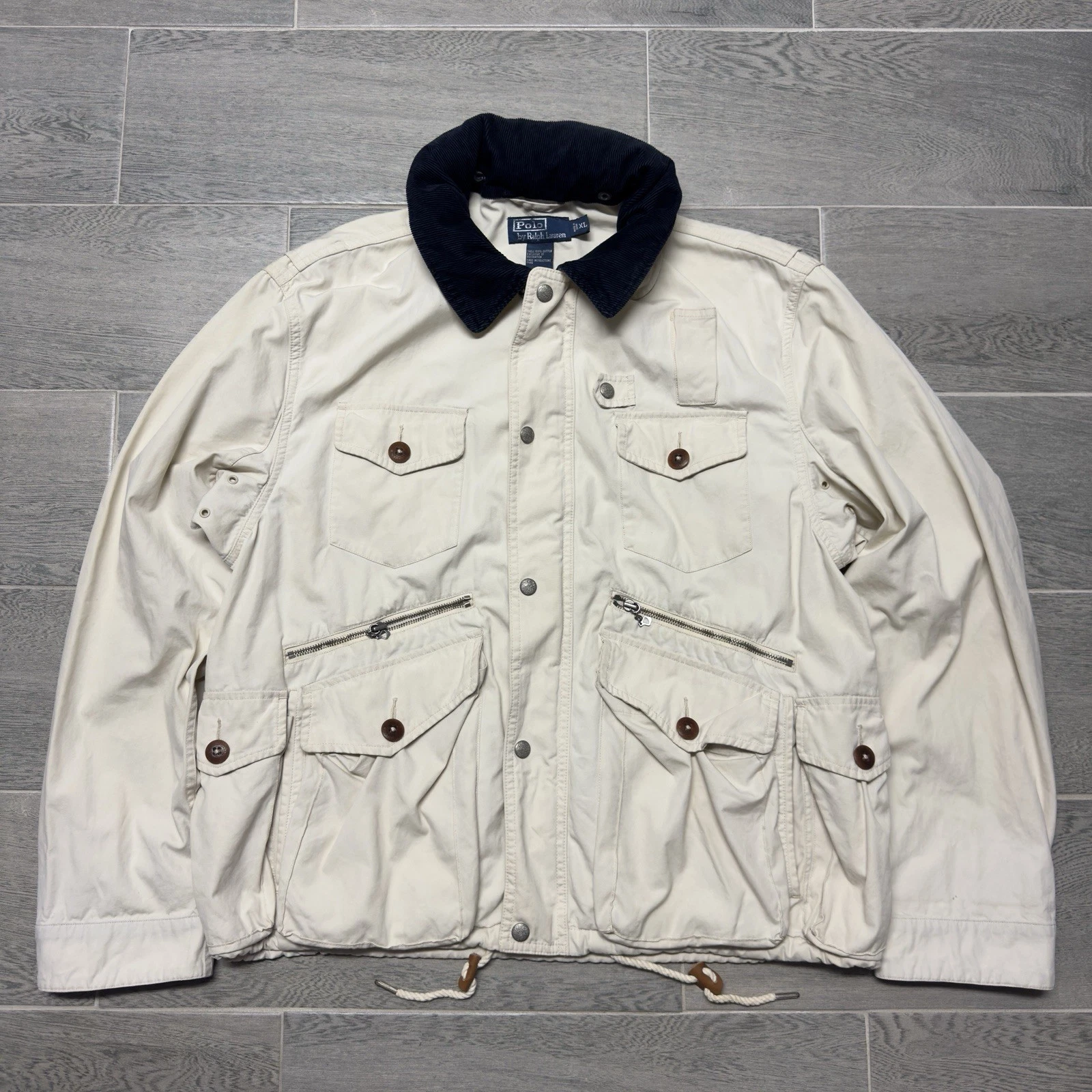 Vintage Polo Ralph Lauren Fishing Jacket Hunting Field Corduroy Trim Size XL
