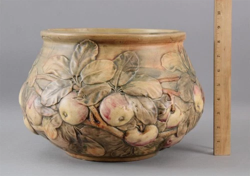 Antique WELLER Pottery Apple Tree BALDIN Jardiniere Signed by Rudolph Lorber