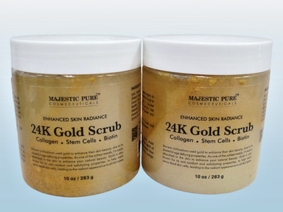 MAJESTIC PURE ENHANCED SKIN RADIANCE 24K GOLD SCRUB 10 OZ NWOB LOT OF 2