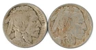 1913 t1 1913 t2 Buffalo Nickels 5c Lot of 2