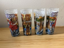 4 Spanish Tall Shot Glasses Featuring Spanish Scenes