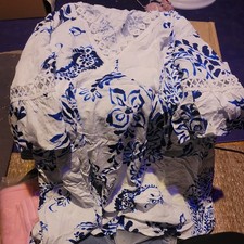 Cupshe Blue And White Casual Beach Dress Size Large Hawaiian Vacation Boho