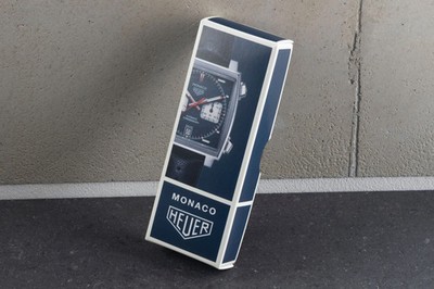 NEU - Reprint Heuer Monaco Vintage Uhrenbox Etui Armbandbox blau