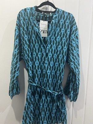 1 Zara Summer Cotton Too Size 12-14 Blue Black Check