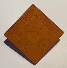 Boy Scout NEAL Neckerchief Slide 1960 50TH ANNIVERARY JAMBOREE  MED MASS 405