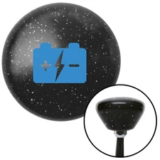 Blue Battery Charge Symbol Black Retro Metal Flake Shift Knob w/ M16x1.5 Insert
