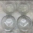 Vintage 1970's Anchor Hocking Clam Shell PlatesSet of 4 Footed Frosted Glass Sea