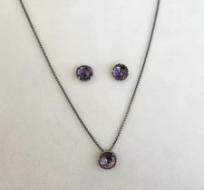 David Yurman Sterling Petite Chatelaine Amethyst Pendant Necklace & Earrings