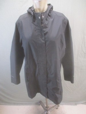 Eddie Bauer Size PLX Womens Black Full Zip Pockets Hooded Outdoor Parka 782