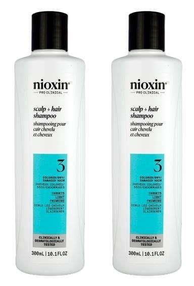 2 x NIOXIN SCALP + HAIR THICKENING SYSTEM 3 SHAMPOO ~ PACK OF 2