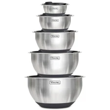 Mixing Bowls Set, 10 Piece Stainless Steel Kitchen Cookware, Non-Slip Silicon...