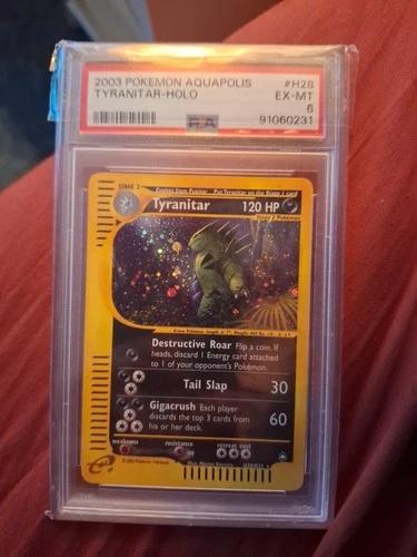 Pokémon 2002 Aquapolis #H28 Tyranitar Holo Card PSA 6