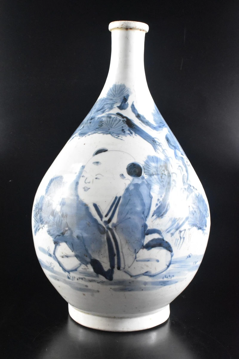 蓝色日本古董花瓶| eBay