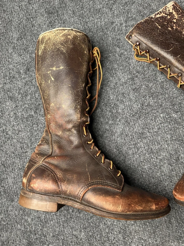 Женские кожаные коричневые сапоги для верховой езды на шнуровке сделаны в США 1960-1970-е годы, размер США 9 - Изображение 3 из 4