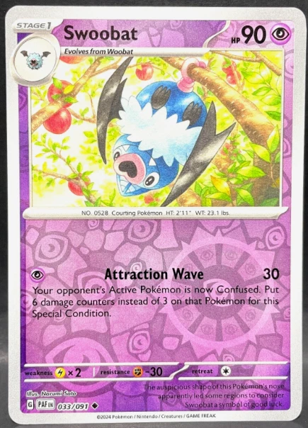 SWOOBAT - 033/091  - Reverse Holo - Paldean Fates - NM/M