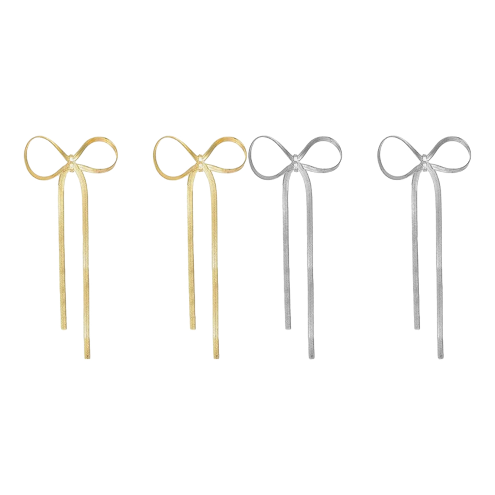 Gold Bow Earrings Long Tassels Bow Knot Bow Drop Earrings Elegant Gold Drop