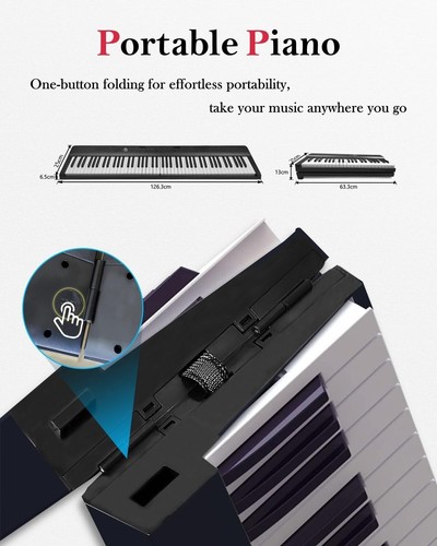 Longeye Foldable Piano Keyboard 88 Key Folding Piano Portable Electric Keyboard - Picture 5 of 11