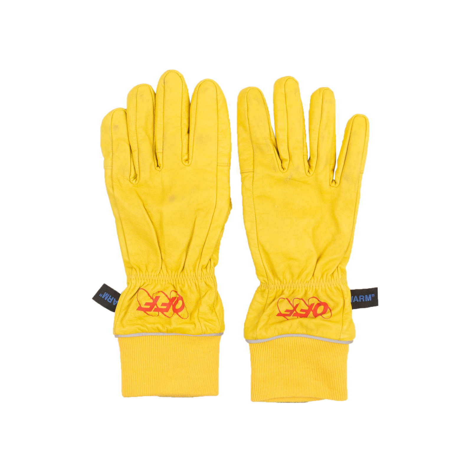 NEW OFF-WHITE CO VIRGIL ABLOH Yellow - Red Logo Gloves Size 10 420 32490₽